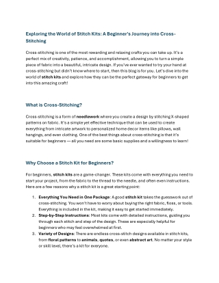 Exploring the World of Stitch Kits A Beginner's Journey into