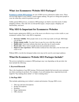 Ecommerce website SEO packages