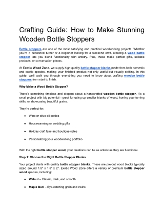 Crafting Guide_ How to Make Stunning Wooden Bottle Stoppers