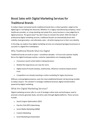 Boost Sales with Digital Marketing Services for Traditional Brands
