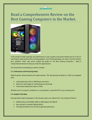 Read a Comprehensive Review on the Best Gaming Computers in the Market