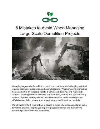 8 Mistakes to Avoid When Managing Large-Scale Demolition Projects