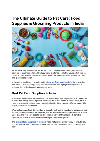 The Ultimate Guide to Pet Care_ Food, Supplies & Grooming Products in India