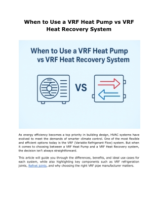 When to Use a VRF Heat Pump vs VRF Heat Recovery System
