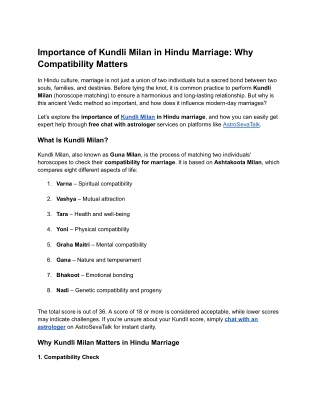 Importance of Kundli Milan