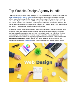 Top Website Design Agency in India