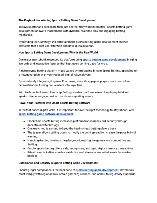 The Playbook for Winning Sports Betting Game Development