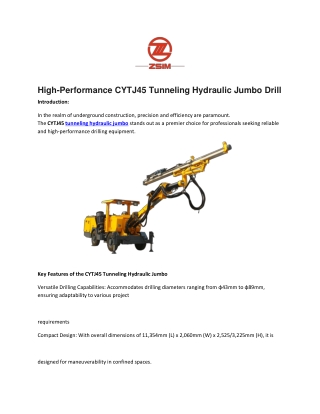 High-Performance CYTJ45 Tunneling Hydraulic Jumbo Drill