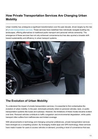 How Private Transportation Services Are Changing Urban Mobility