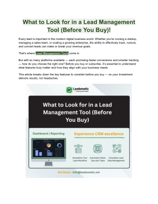 What to Look for in a Lead Management Tool (Before You Buy)!