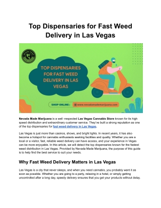Top Dispensaries for Fast Weed Delivery in Las Vegas – 2025 Guide