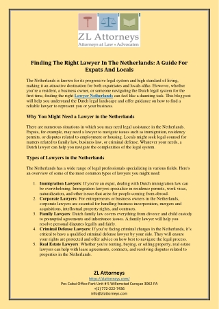 Finding The Right Lawyer In The Netherlands A Guide For Expats And Locals