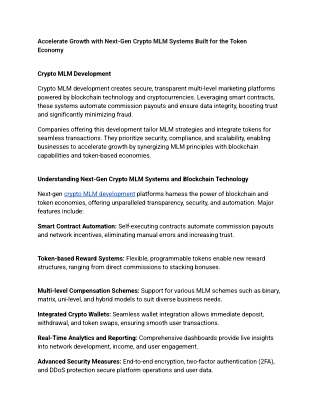 Accelerate Growth with Next-Gen Crypto MLM Systems Built for the Token Economy