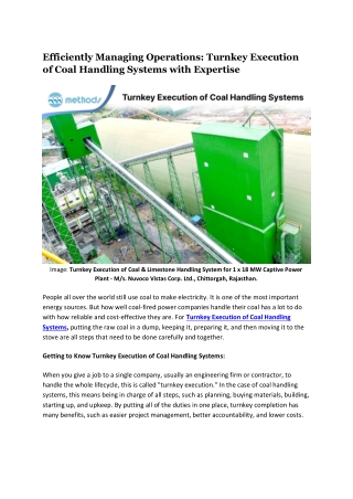 Turnkey Execution of Coal Handling Systems