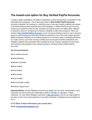 World-wide Best 00.14 Sites To  Buy Verified PayPal Accounts