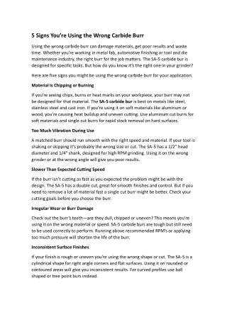 5 Signs You’re Using the Wrong Carbide Burr