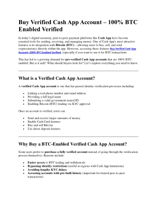 Buy Verified Cash App Account–100% BTC Enabled Verified