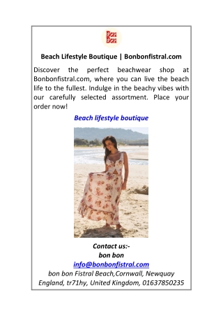 Beach Lifestyle Boutique Bonbonfistral.com