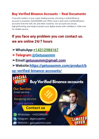 506.Buy Verified Binance Accounts – Real Documents