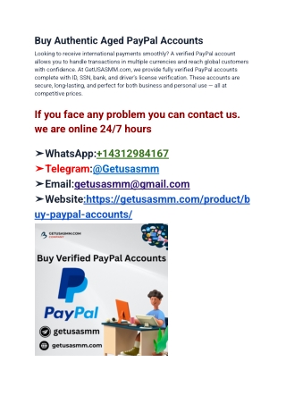 404!!Buy Authentic Aged PayPal Accounts 505