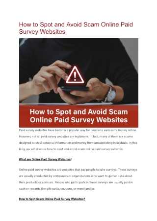 How to Spot and Avoid Scam Online Paid Survey Websites