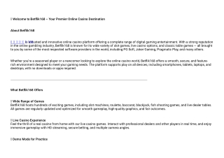 Betflik168 – All-in-One Online Casino for Slots and Live Gaming