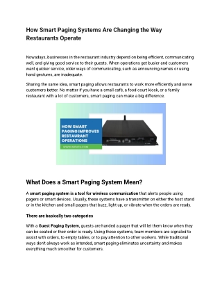 How Smart Paging Systems Are Changing the Way Restaurants Operate