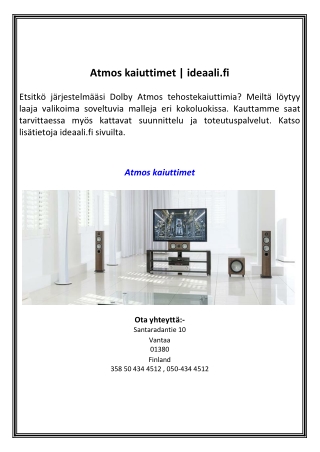Atmos kaiuttimet  ideaali.fi