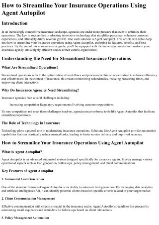 How to Streamline Your Insurance Operations Using Agent Autopilot
