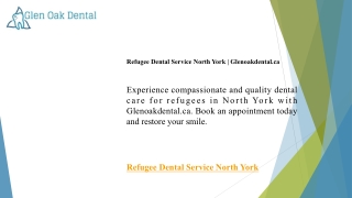 Refugee Dental Service North York  Glenoakdental.ca