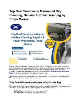 Top Boat Services in Marina del Rey Cleaning, Repairs & Power Washing by Rhino Marine