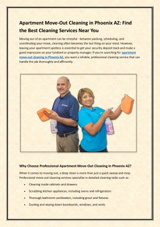 Apartment Move - Out Cleaning in Phoenix AZ: Find the Best Cleaning Services Ne