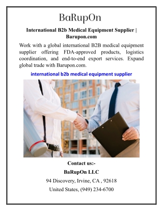 International B2b Medical Equipment Supplier  Barupon.com