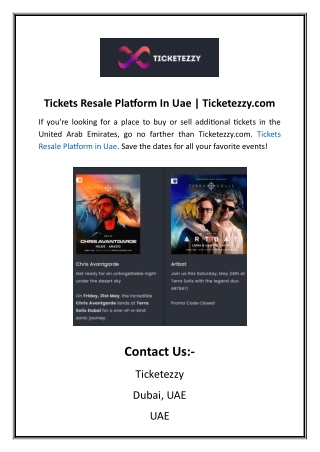 Tickets Resale Platform In Uae