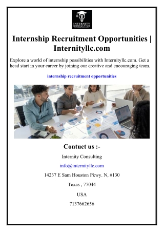 Internship Recruitment Opportunities | Internityllc.com