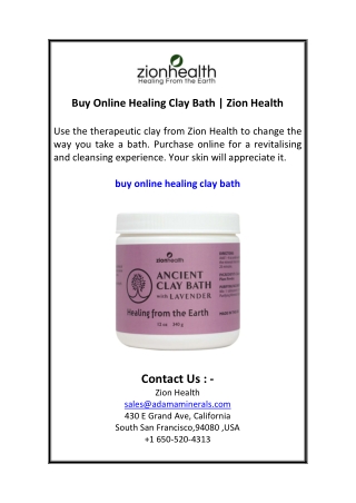 Buy Online Healing Clay Bath  Zion Health