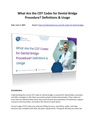 CDT Codes for Dental Bridge Procedures: Definitive Guide