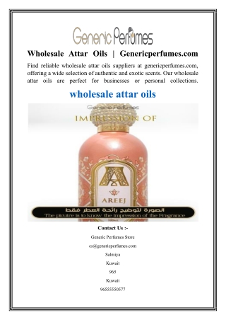 Wholesale Attar Oils  Genericperfumes.com
