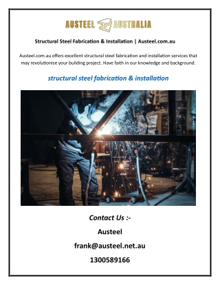 Structural Steel Fabrication & Installation  Austeel.com.au