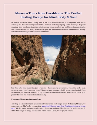 Morocco Tours from Casablanca The Perfect Healing Escape for Mind, Body & Soul