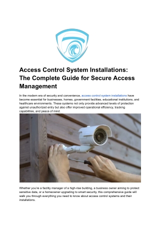 Access Control System Installations_ The Complete Guide for Secure Access Management