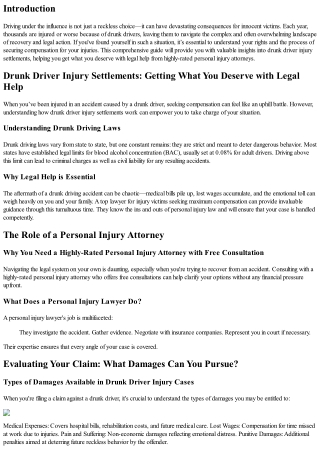 Drunk Driver Injury Settlements: Getting What You Deserve with Legal Help