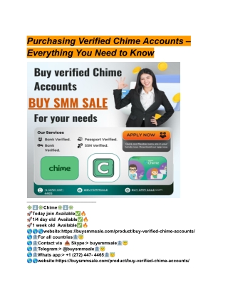 Buy Verified Chime Accounts - Get 100% Safe & ...