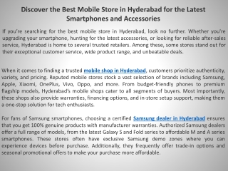 Discover the Best Mobile Store in Hyderabad for the Latest Smartphones and Accessories