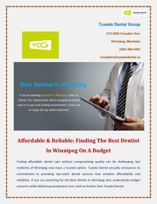 Affordable & Reliable Finding The Best Dentist In Winnipeg On A Budget