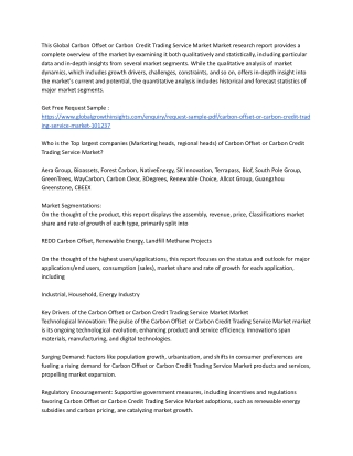 Global Carbon Offset or Carbon Credit Trading Service Market