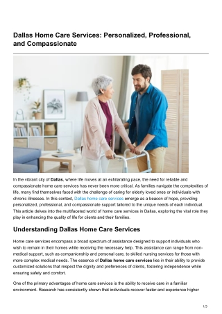 Dallas Home Care Services Personalized Professional andCompassionate