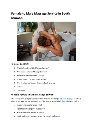 Female to Male Massage Service in South Mumbai