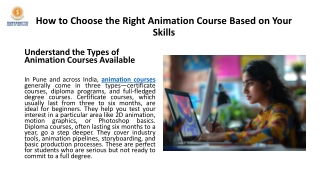 How to Choose the Right Animation Course Based on your skills