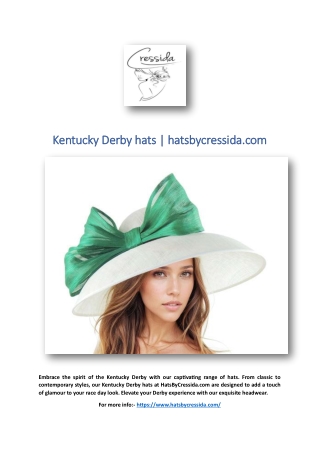 Kentucky Derby hats | hatsbycressida.com